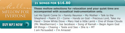 Buddy Houghtaling and Mellow For Everyone with acoustical instrumentation only - 21 songs - MP3